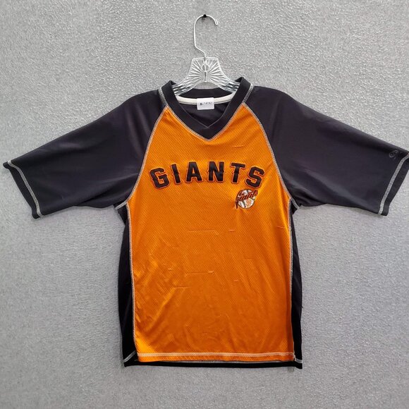 San Francisco Giants Boys Baseball Tee Shirt Large Black Orange Logo Embroidered - Picture 1 of 7